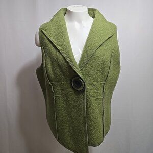 NTCO Nomadic Traders 100% Wool Vest Womens Size Small Green Lagenlook